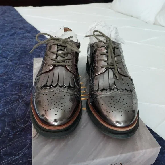 Gently worn Franco Sarto Gunmetal Autumn oxfords, 7.5 - Picture 3 of 10